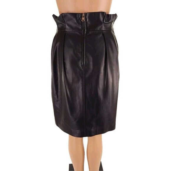 Versace Wrap-effect Pleated Leather Mini Skirt Black IT 42 US 6 NWT US$2,495 - Picture 7 of 16